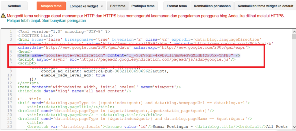 Verifikasi Blogger ke Webmasters