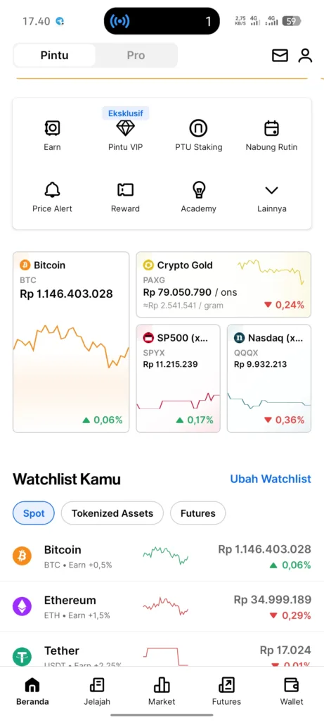 Cara Investasi, Nabung dan Trading Emas Crypto di Pintu